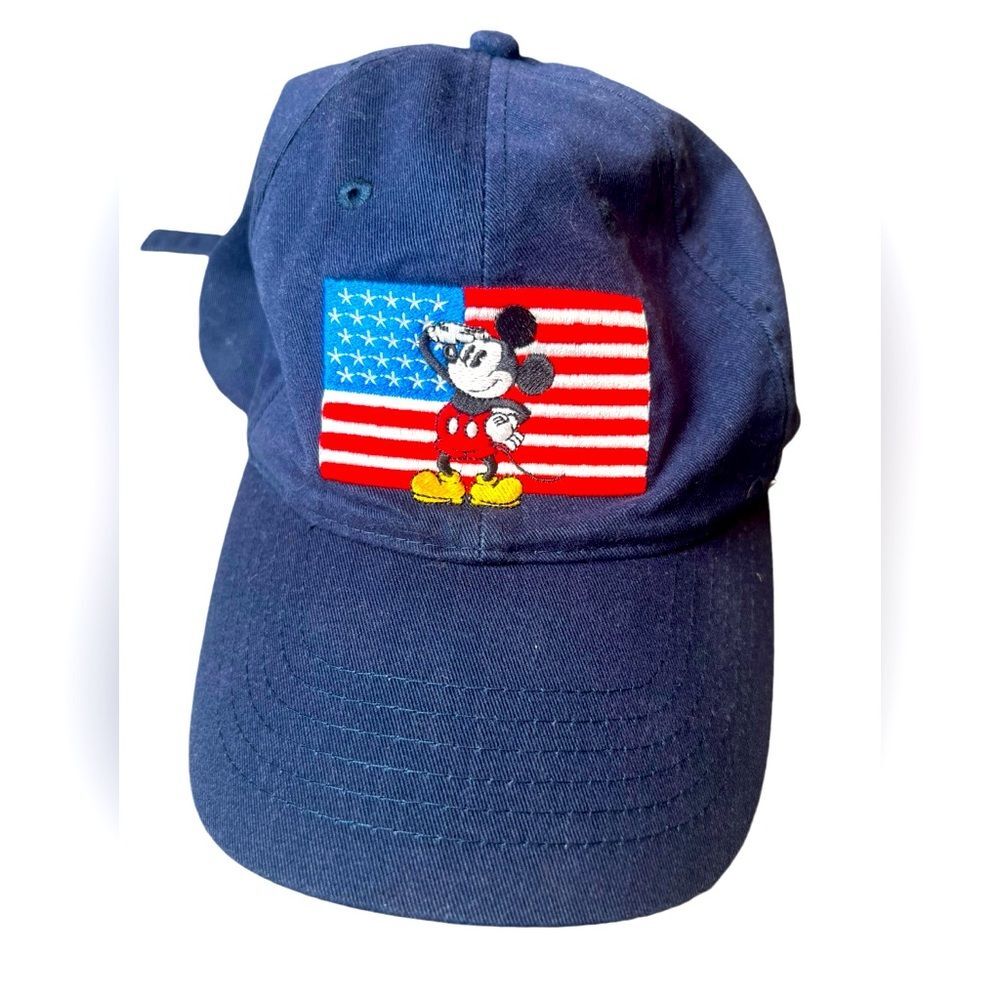 VTG Mickey Mouse Disney Store Baseball Cap Hat USA Flag‎